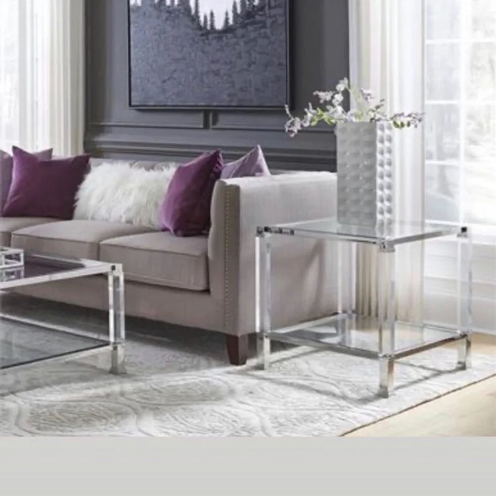 Z Gallerie Silver Glass Coffee AND End Table